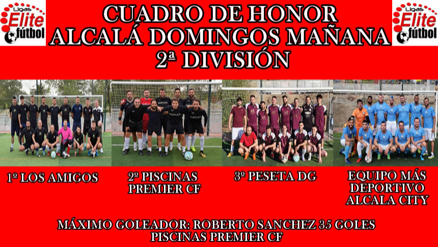 CUADRO DE HONOR. ALCALÁ DOMINGOS MAÑANA 2ª DIVISION